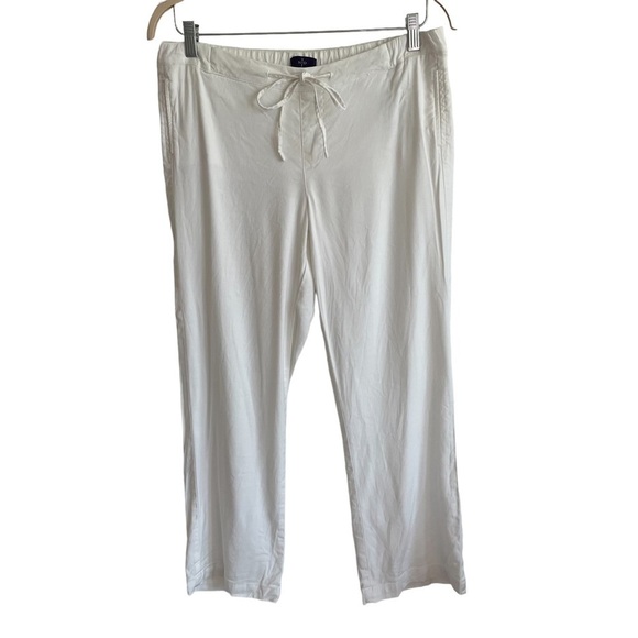 NYDJ White Linen Drawstring Pants, Size 4 - Picture 1 of 8